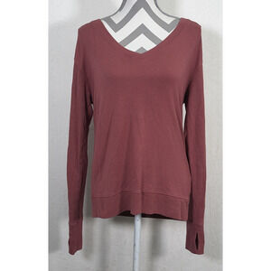 Athleta Women's Top Sunrise V-Neck Long Sleeve Size XS Pink Lightweight Softttt
